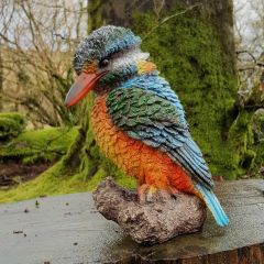 Kingfisher resin Garden Ornament Hand Painted Bird 