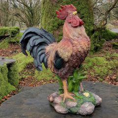 Supersized Colourful Standing Rooster Resin Ornament 
