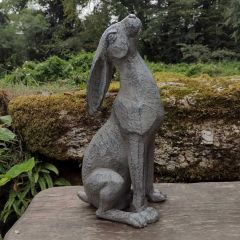 New Virdigris Moon Gazing Hare Garden Ornament Resin Statue 