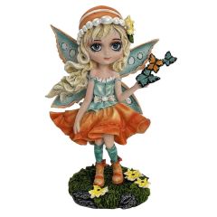 Nemesis Summer Fae Fairy Figurine with Butterflies and Flowers 20cm