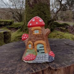 Stone Fairy Tree Trunk Lodge ~ Garden Ornament